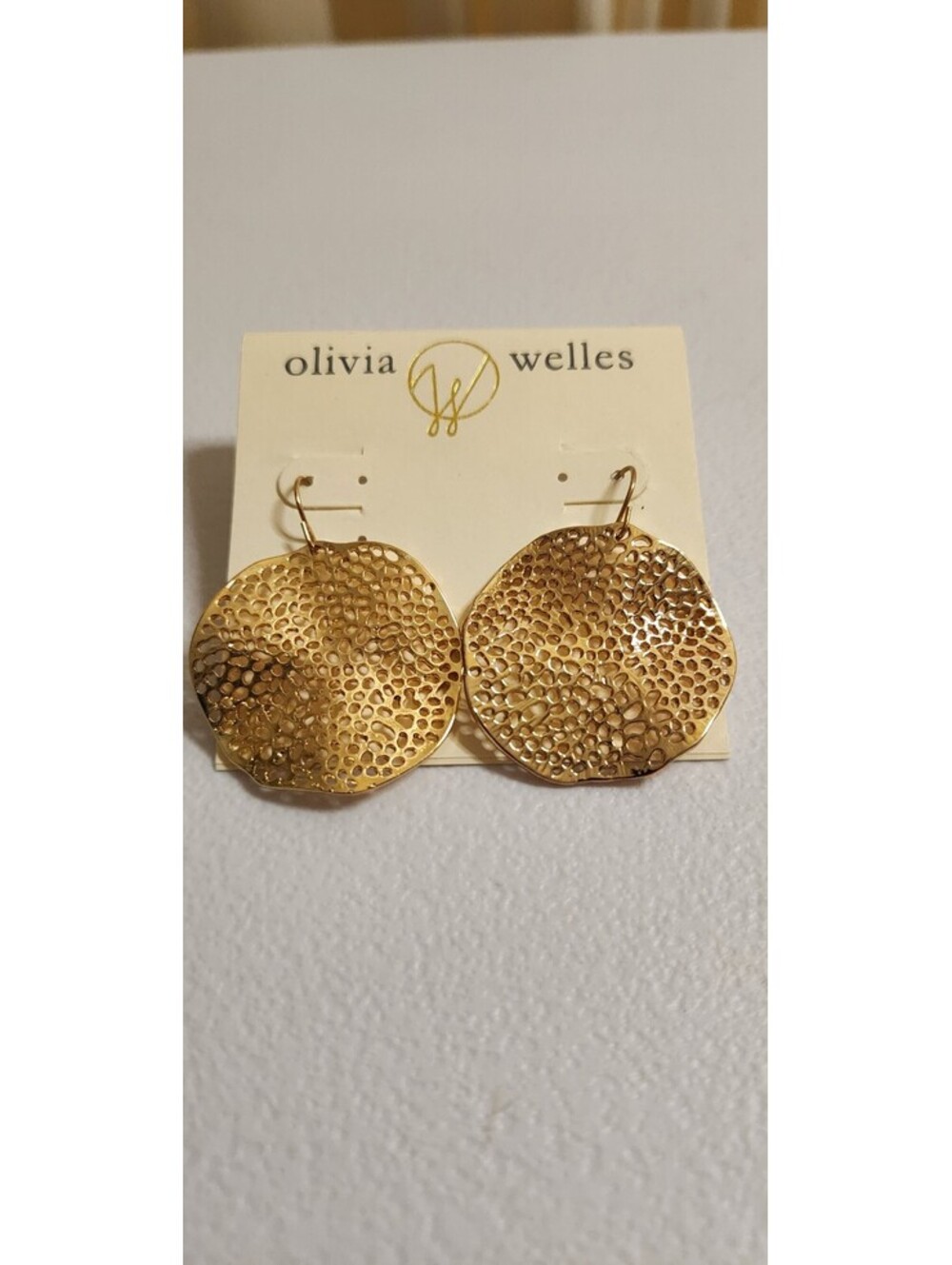 Olivia Welles Gold Tone Textured Disc Earrings